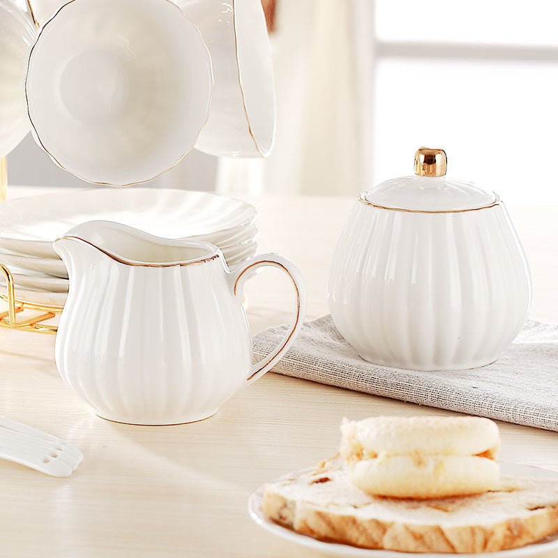 White Porcelain Sugar & Creamer Pot Set