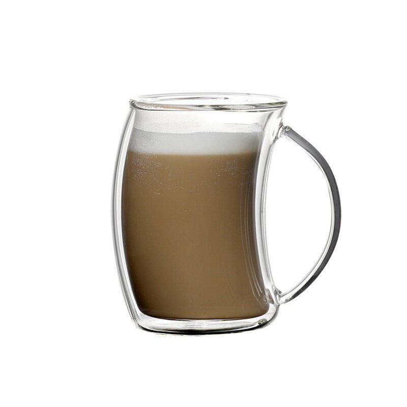 Double-Wall Curved Glass Coffee Mug