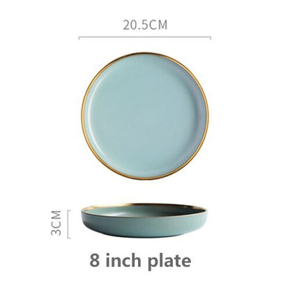 Solid Color Ceramic Gold Inlay Dinnerware