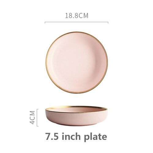 Solid Color Ceramic Gold Inlay Dinnerware