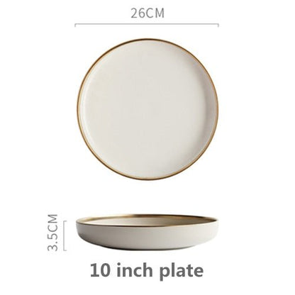 Solid Color Ceramic Gold Inlay Dinnerware