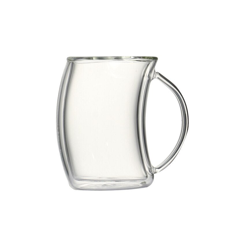 Double-Wall Curved Glass Coffee Mug