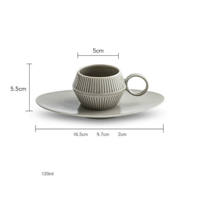 Roman Vertical Stripe Ceramic Mug & Saucer