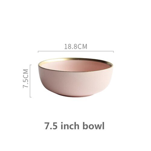 Solid Color Ceramic Gold Inlay Dinnerware