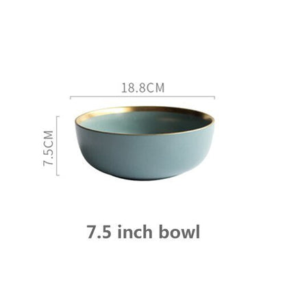 Solid Color Ceramic Gold Inlay Dinnerware