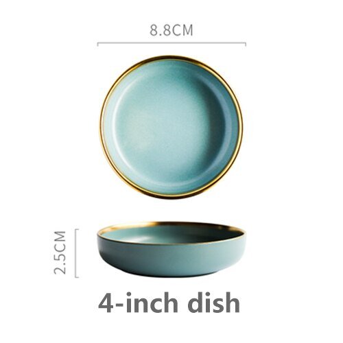 Solid Color Ceramic Gold Inlay Dinnerware