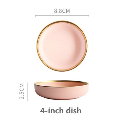 Solid Color Ceramic Gold Inlay Dinnerware