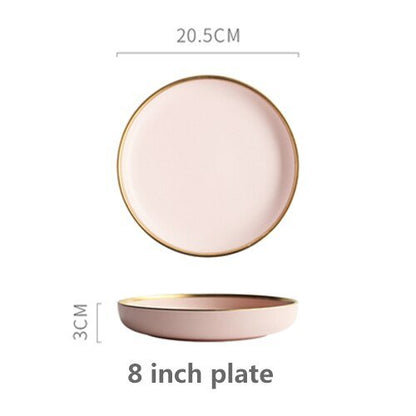 Solid Color Ceramic Gold Inlay Dinnerware