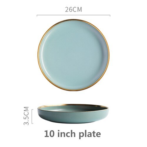 Solid Color Ceramic Gold Inlay Dinnerware