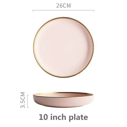 Solid Color Ceramic Gold Inlay Dinnerware