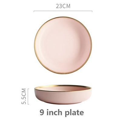 Solid Color Ceramic Gold Inlay Dinnerware