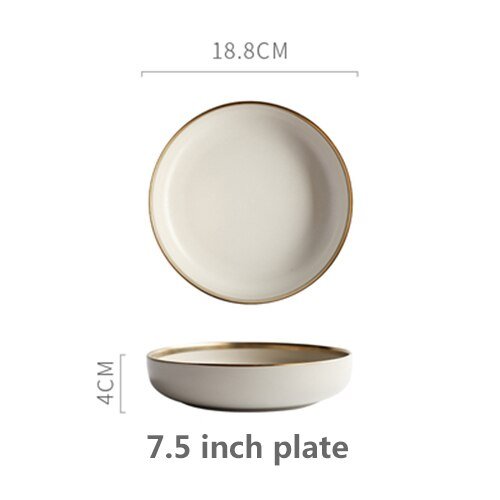 Solid Color Ceramic Gold Inlay Dinnerware