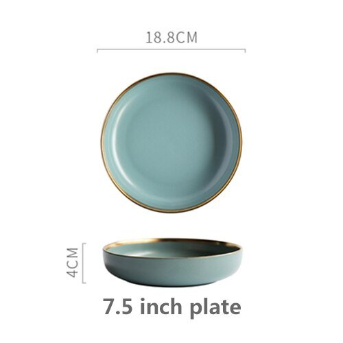 Solid Color Ceramic Gold Inlay Dinnerware