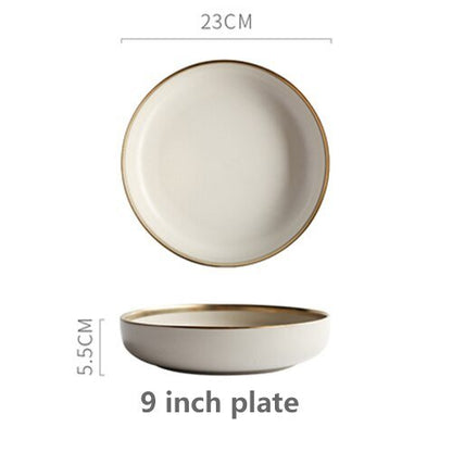 Solid Color Ceramic Gold Inlay Dinnerware