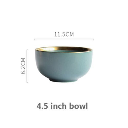 Solid Color Ceramic Gold Inlay Dinnerware