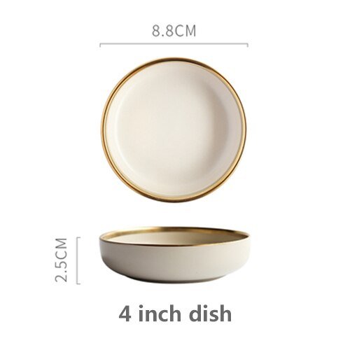 Solid Color Ceramic Gold Inlay Dinnerware