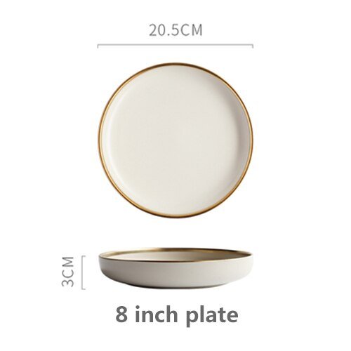 Solid Color Ceramic Gold Inlay Dinnerware