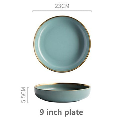 Solid Color Ceramic Gold Inlay Dinnerware