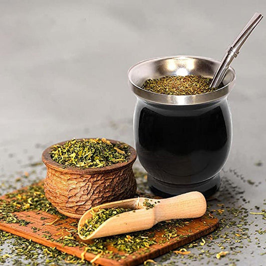 Argentine Yerba Mate Gourd With Bombillas and Cleaning Brush