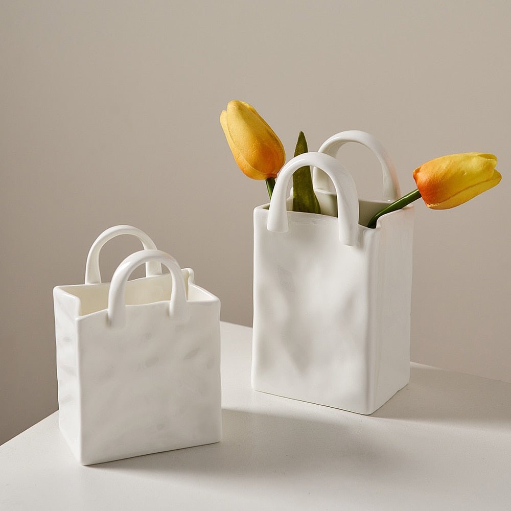 Nordic Ceramic Paper-Bag Vase