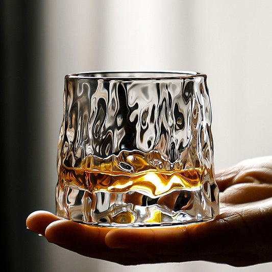 Thick Rotating Whiskey Glass