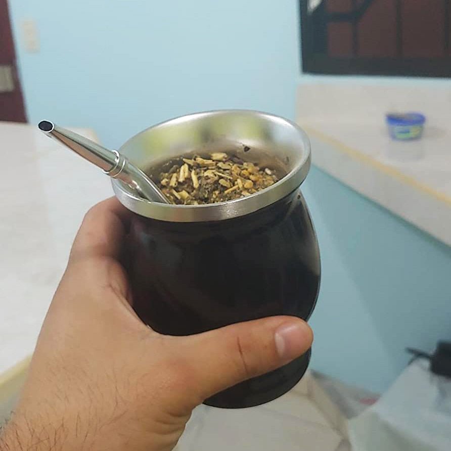 Argentine Yerba Mate Gourd With Bombillas and Cleaning Brush