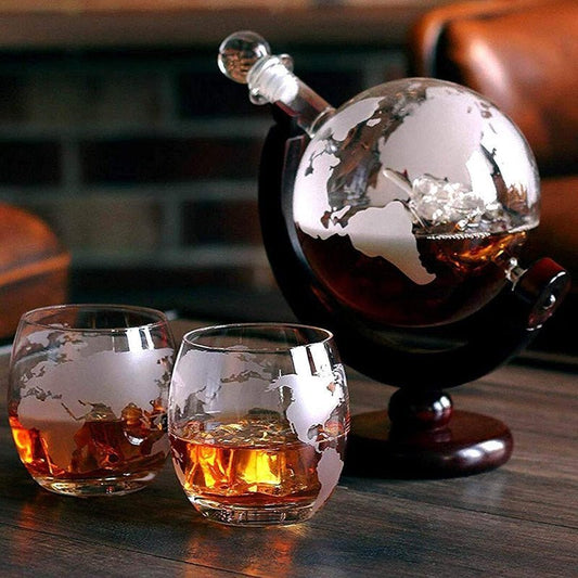 Globe Whiskey Decanter Set