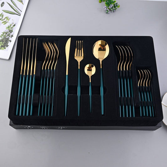 24 Piece Gold Flatware Set