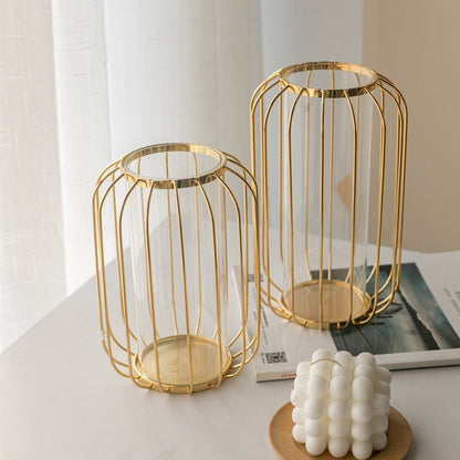 Golden Metal Cage Vase