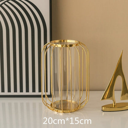 Golden Metal Cage Vase