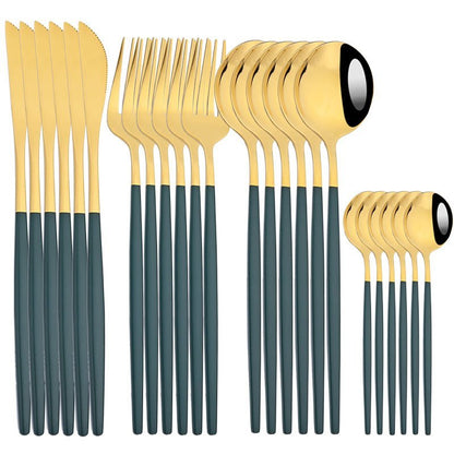 24 Piece Gold Flatware Set