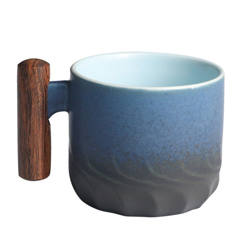 Italian Retro Ceramic Mug with Wooden Handle