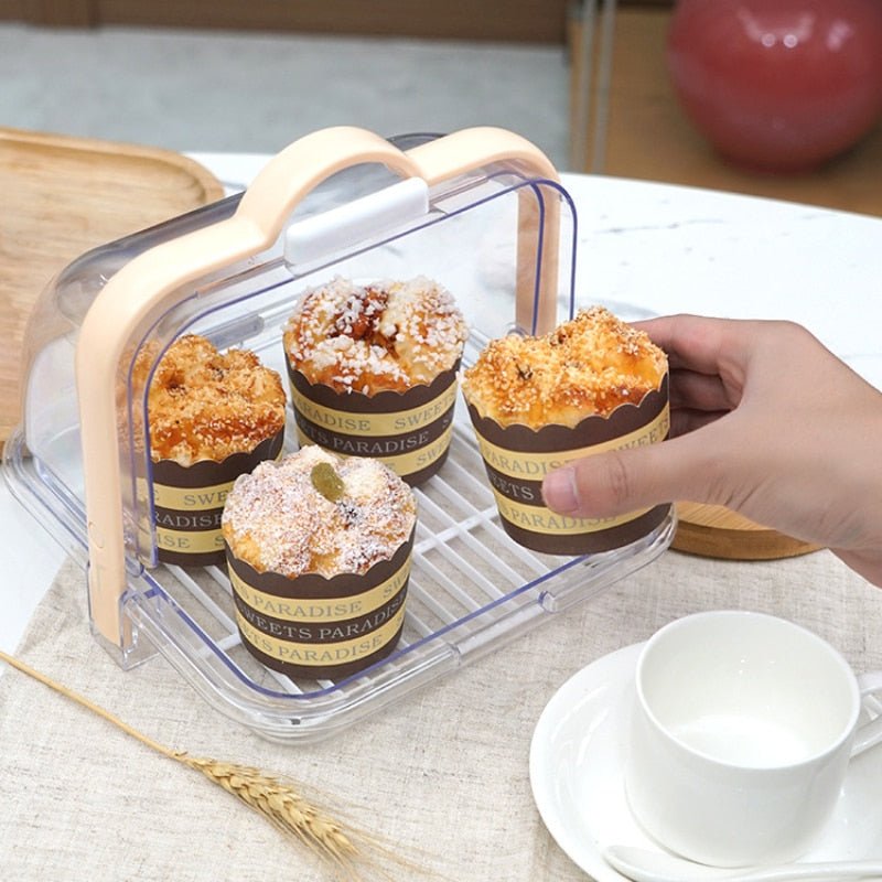 Transparent Bread Box with Wooden Handle