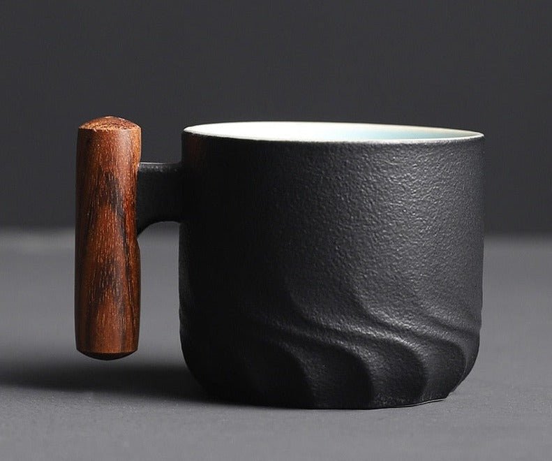 Italian Retro Ceramic Mug with Wooden Handle