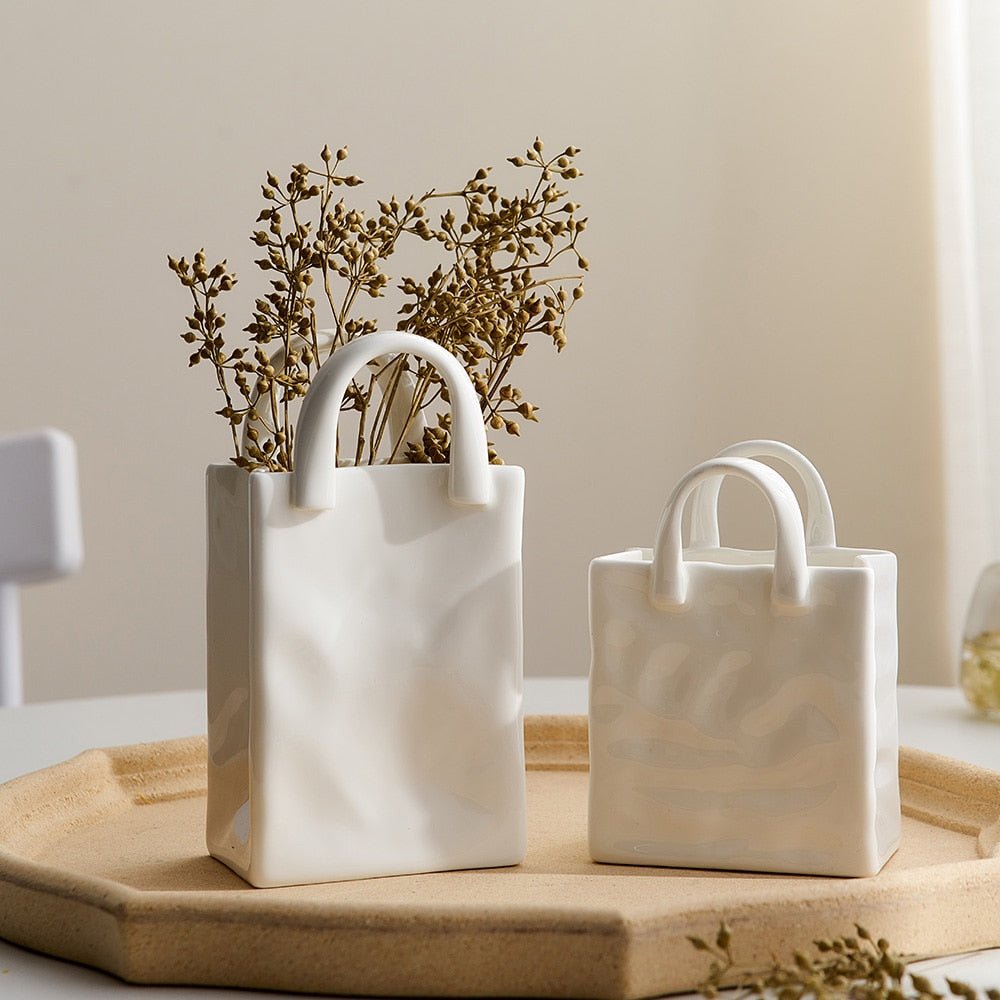 Nordic Ceramic Paper-Bag Vase