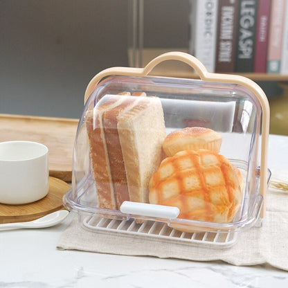 Transparent Bread Box with Wooden Handle