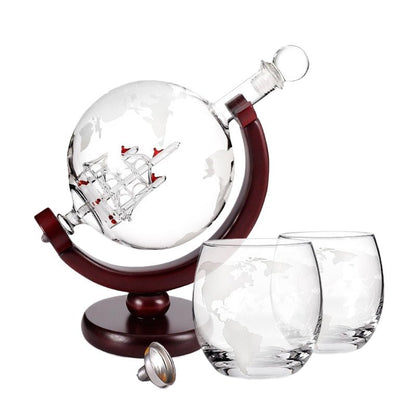 Globe Whiskey Decanter Set