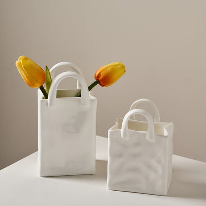 Nordic Ceramic Paper-Bag Vase