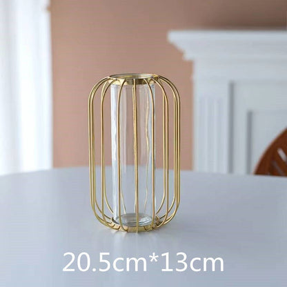 Golden Metal Cage Vase