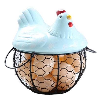 Ceramic & Iron Egg Basket