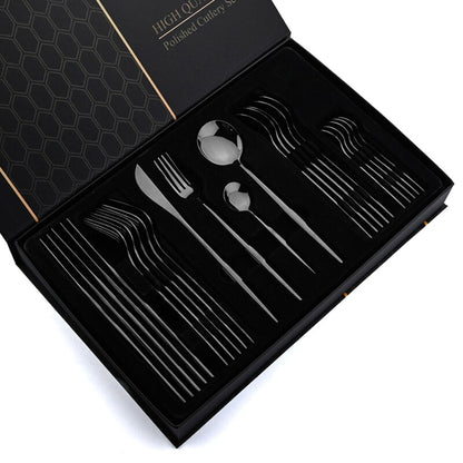 24 Piece Gold Flatware Set